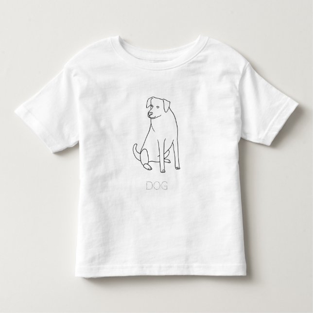 Kontur zeichnend Hunde sitzen, das Wort verfolgen Kleinkind T-shirt (Vorderseite)
