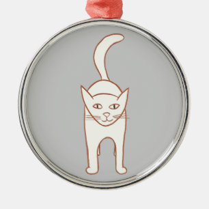 Kontur Zeichnend Stehendes Katzen Halloween-Orname Silbernes Ornament