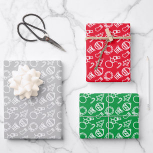 Konturen zu Weihnachtsartikeln im Minimalistischen Geschenkpapier Set