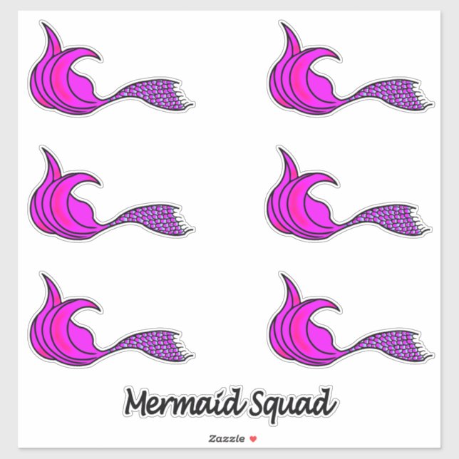 Konturkleber aus rosa Meerjungfrau-Schwanz Aufkleber (Blatt)