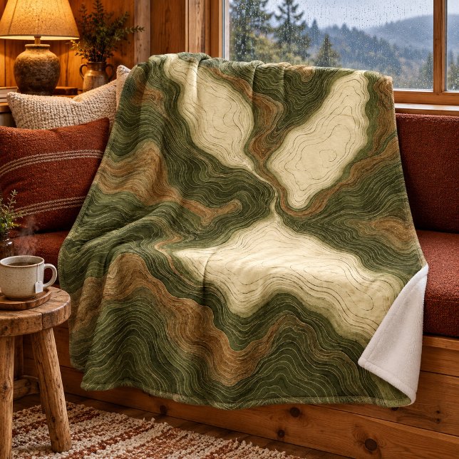 Konturtal-Wurfdecke Fleecedecke (30 x 40 inch fleece blanket. Printed front, plain white back. Styled scene; props not included.)