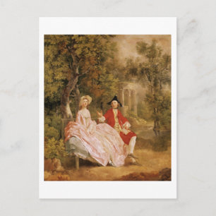 Konversation in einem Park, Portrait des Künstlers Postkarte