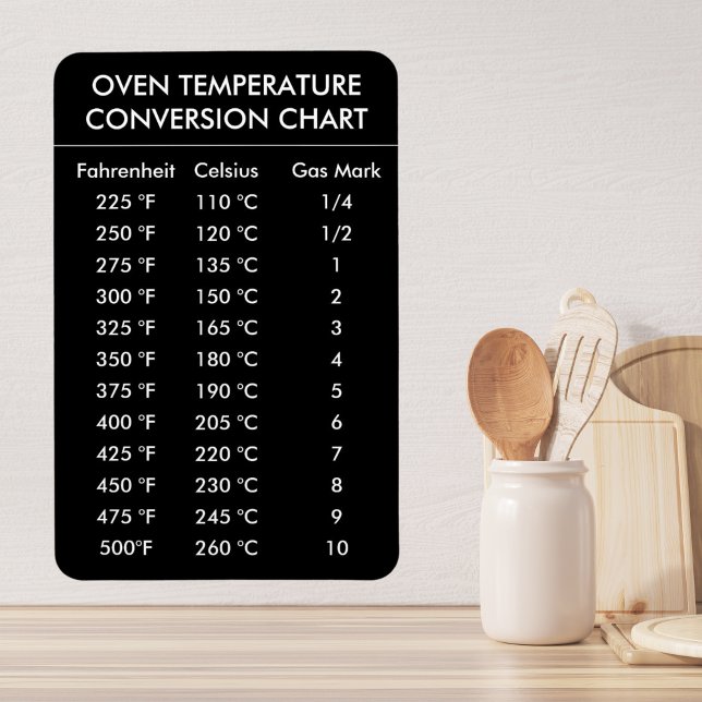 Konvertierung der Ofentemperatur in Schwarzweiß Magnet (conversion chart celsius Fahrenheit gift for cook gift for baker kitchen gift idea)