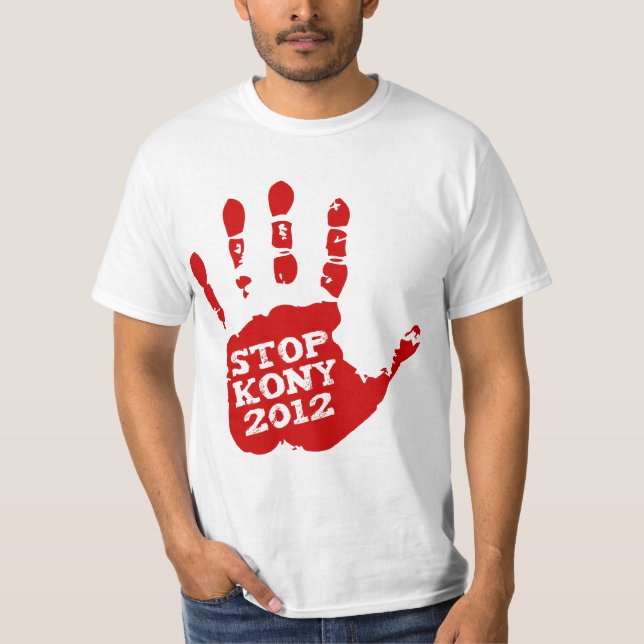 Kony 2012 Rot Handprint Halt Joseph Kony T-Shirt (Vorderseite)