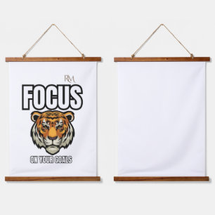 Konzentriere dich auf dein Ziel Tiger-Shirt Moti Wandteppich Mit Holzrahmen