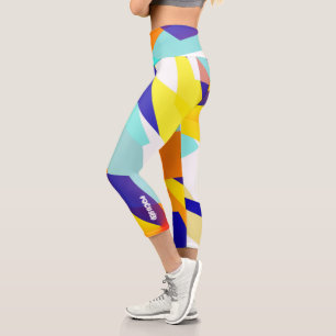 Konzentrierte, gelb-blaue Abstrakte Kunst Capri Leggings