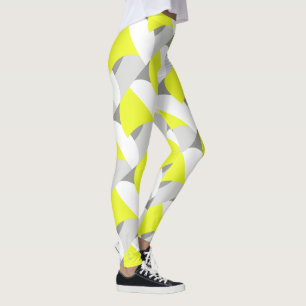 Konzentrierte Pastel Gelb Graue Abstrakte Leggings