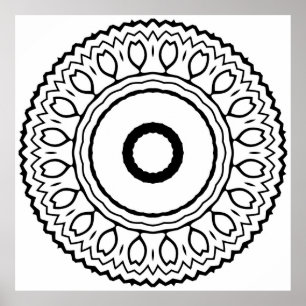 Konzentrische Blumenmandala mit gezackter Halokant Poster
