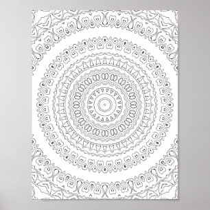 Konzentrische Herzwellen-Muster-Färbseite Kunst Poster