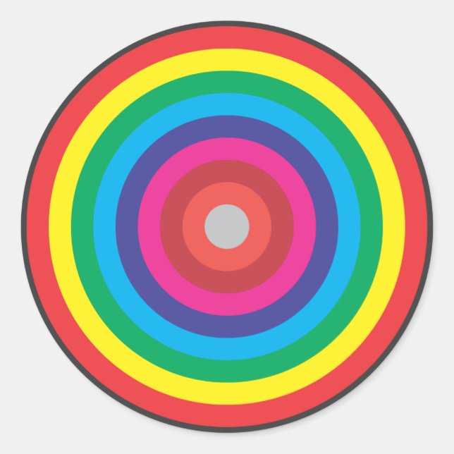 konzentrische Kreise farbiges Ziel Runder Aufkleber (Vorderseite)