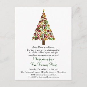 Konzentrische Kreise WeihnachtsbaumParty Einladung