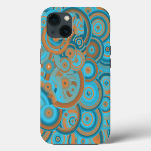 Konzentrische Kreisgradienten Orange Rost Türkis iPhone 13 Hülle