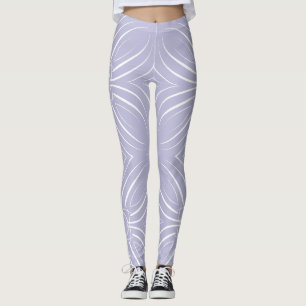 Konzentrische Petalen in Weiß auf Lavender Bk Leggings