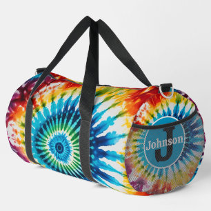 Konzentrische Regenbogen-Tie-Dye-Monogramm-Persona Duffle Bag