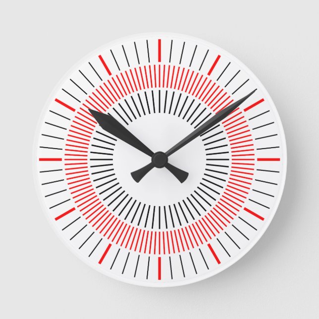 Konzentrische Strahlen 03 Runde Wanduhr (Vorderseite)