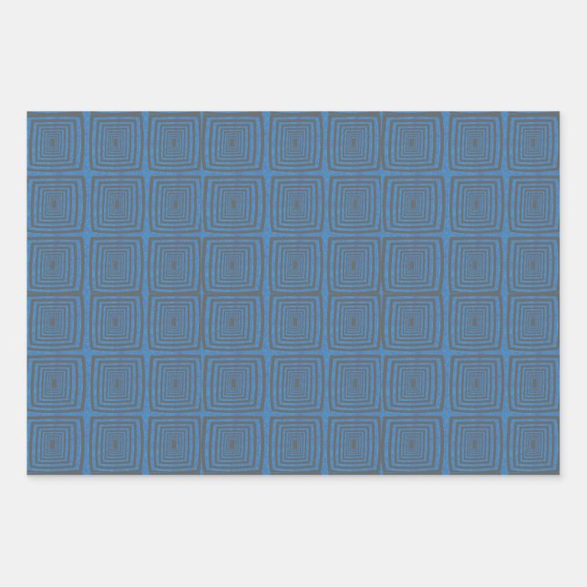 Konzentrische wellige Quadrate auf einer gesprenke Geschenkpapier Set (Vorderseite)