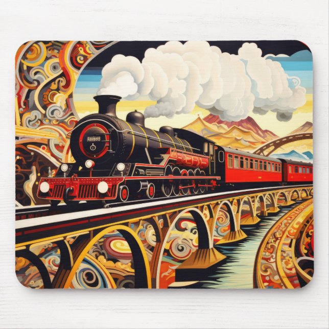 Konzept der Lokomotive-Bahn Abstrakte Farbenpracht Mousepad (Vorne)