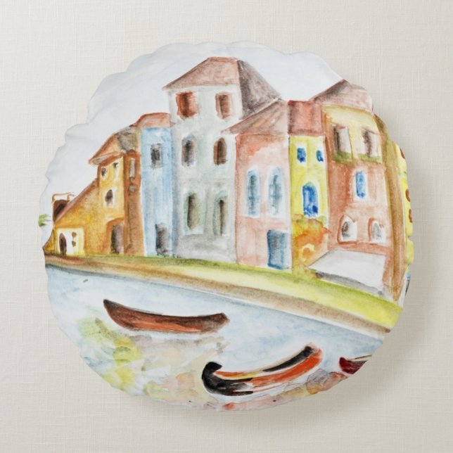 Konzept von Venedig Rundes Kissen (Vorderseite)