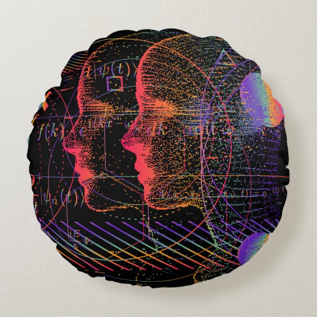 Konzeption künstlicher Intelligenz und virtueller  Rundes Kissen (Vorderseite)