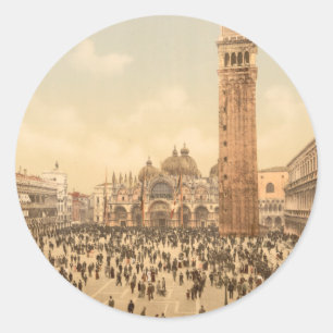 Konzert auf dem Markusplatz II, Venedig, Italien Runder Aufkleber
