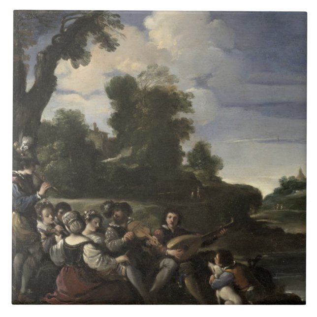 Konzert Champetre, 1617 (Öl auf Platte) Fliese (Vorderseite)