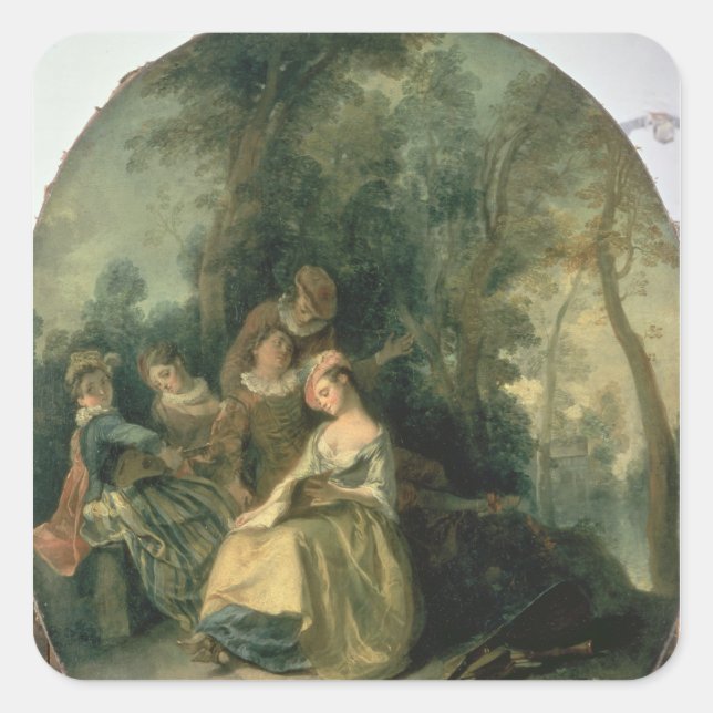 Konzert im Park, 1725 Quadratischer Aufkleber (Vorderseite)