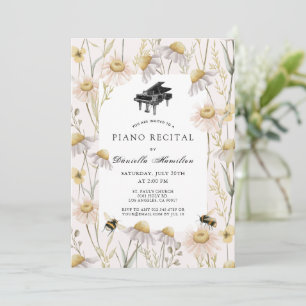 Konzert mit rosa Kamille und Bienen am Klavier Einladung