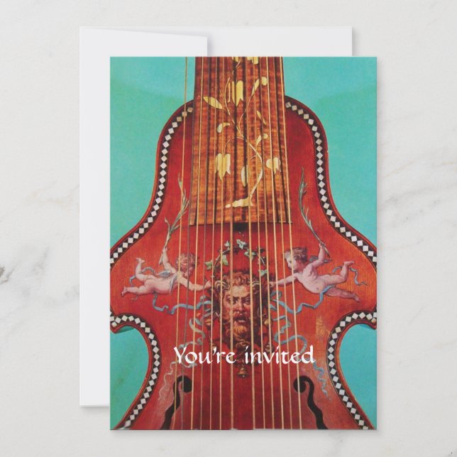 KONZERT,MUSIK,WEDING,Red Blue Turquoise Champagne Einladung (Vorderseite)