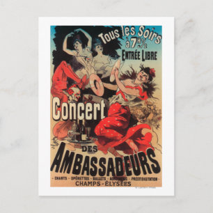 Konzert Poster on Avenue de Champs-Elysees Postkarte