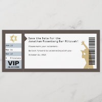 Konzert-Ticket Bar Mitzvah Save-the-Date in Braun