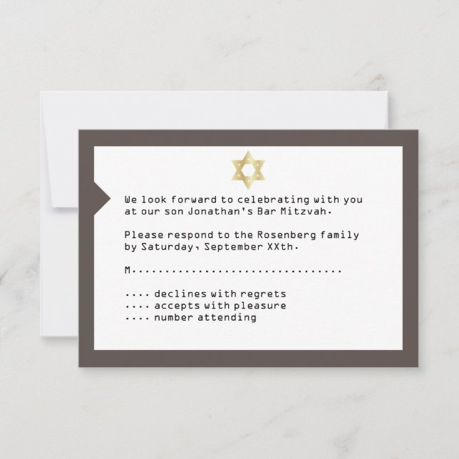 Konzert Ticket Bar Mitzvah UAWG Reply Card braun Einladung (Vorderseite)