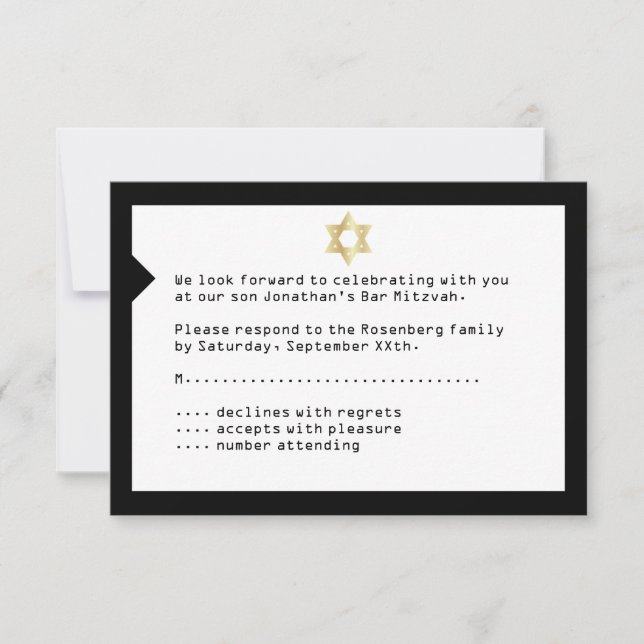 Konzert Ticket Bar Mitzvah UAWG Reply Card Schwarz RSVP Karte (Vorderseite)