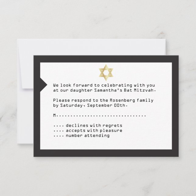 Konzert Ticket Bat Mitzvah UAWG Reply Card Schwarz Einladung (Vorderseite)