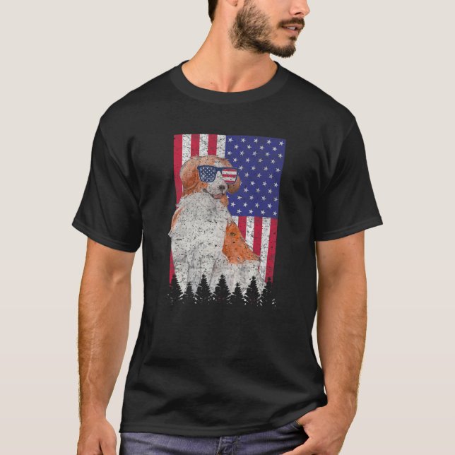 Kooikerhondje Patriotic Dog USA Pride American Fla T-Shirt (Vorderseite)