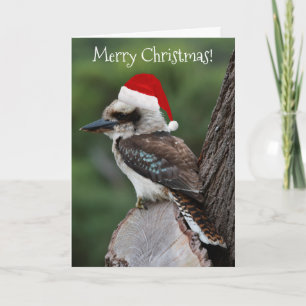Kookaburra Bird Animal Red Weihnachtsmannmütze Chr Karte