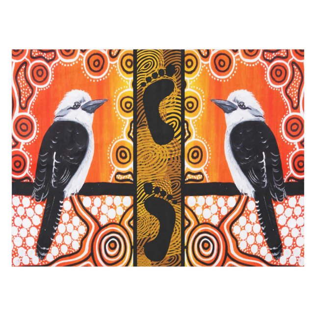 Kookaburra Dreaming Aborigine-Kunst Tischdecke (Vorderseite (Horizontal))