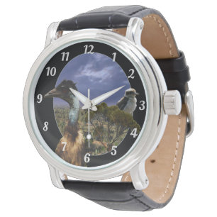 Kookaburra, Emu, australische Landschaft, Armbanduhr