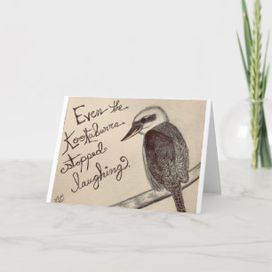 Kookaburra hörte auf zu lachen und bekommt gut Sym Dankeskarte