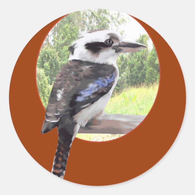 Kookaburra in Circle Runder Aufkleber (Vorderseite)