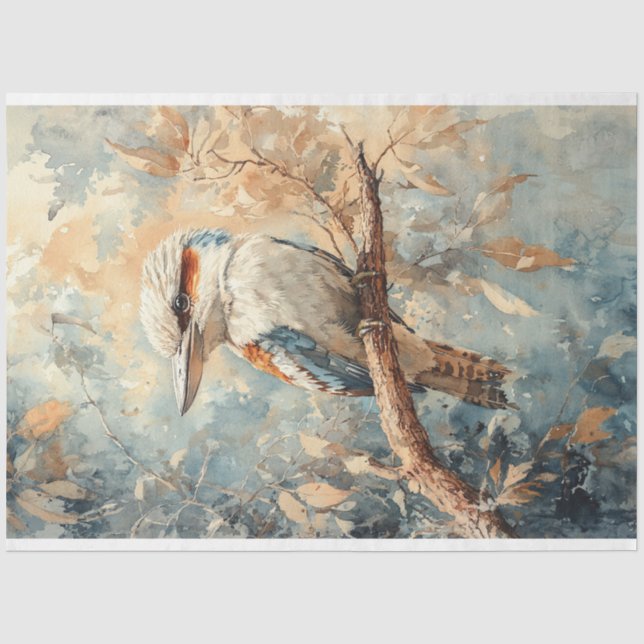 Kookaburra in einem Wasserfarbendekoutsystem Seidenpapier (Vorderseite)