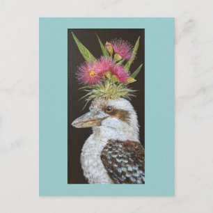 Kookaburra mit Eukalyptus-Postkarte Postkarte