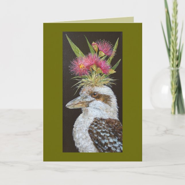 Kookaburra mit Eukalyptuskarte Karte (Vorderseite)