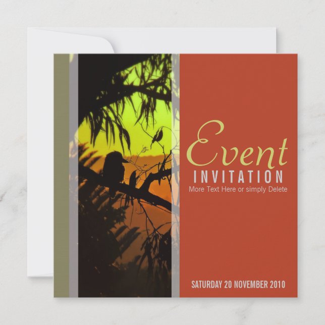 Kookaburra Silhouette Jeder Anlass Einladung (Vorderseite)