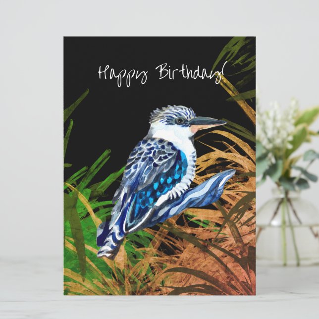 Kookaburra zum Geburtstag Feiertagskarte (Stehend Vorderseite)
