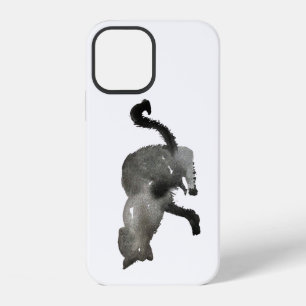 Kool schwarzes Wasserfarben-Kitty-Katze iPhone 12 Hülle