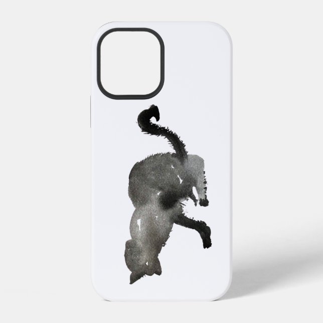 Kool schwarzes Wasserfarben-Kitty-Katze iPhone Hülle (Rückseite)