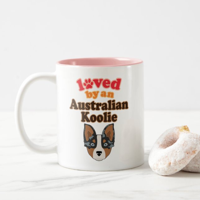 Koolie Dog Lover Geschenk Zweifarbige Tasse (Mit Donut)