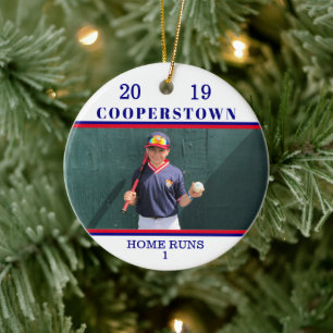 Kooperstown NY Baseball Foto Zuhause Run Fun Fakte Keramik Ornament