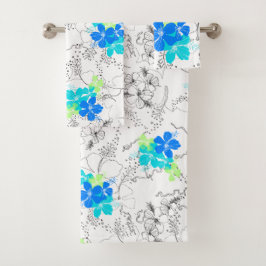Koordinate für den Hawaiianischen Hibiskus Midnigh Badhandtuch Set