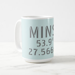 Koordinaten der Minsk Latitude Longitude Kaffeetasse